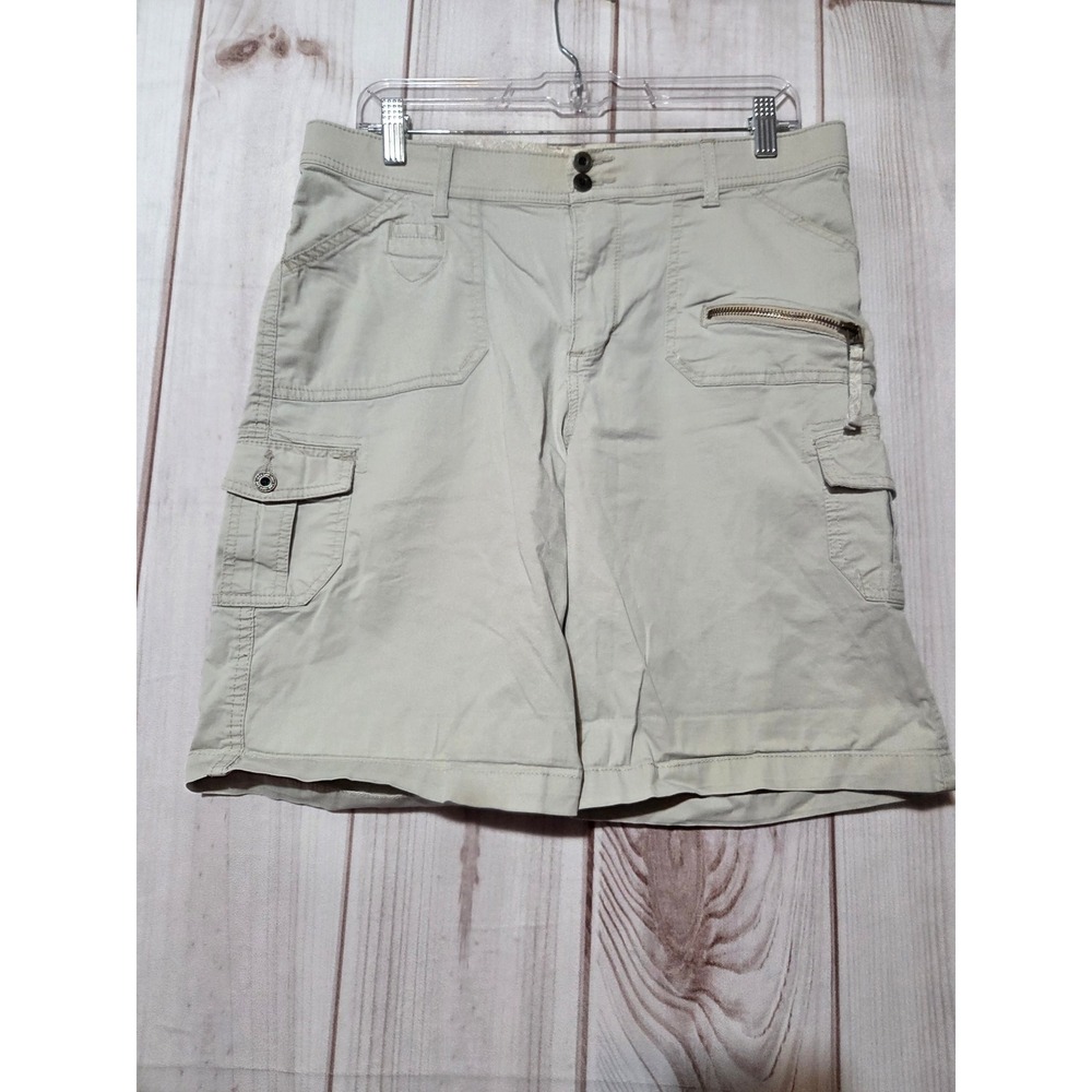 Lee Womens Khaki Cargo Shorts Tan Size 12 Medium Cotton Stretch Multi Pocket